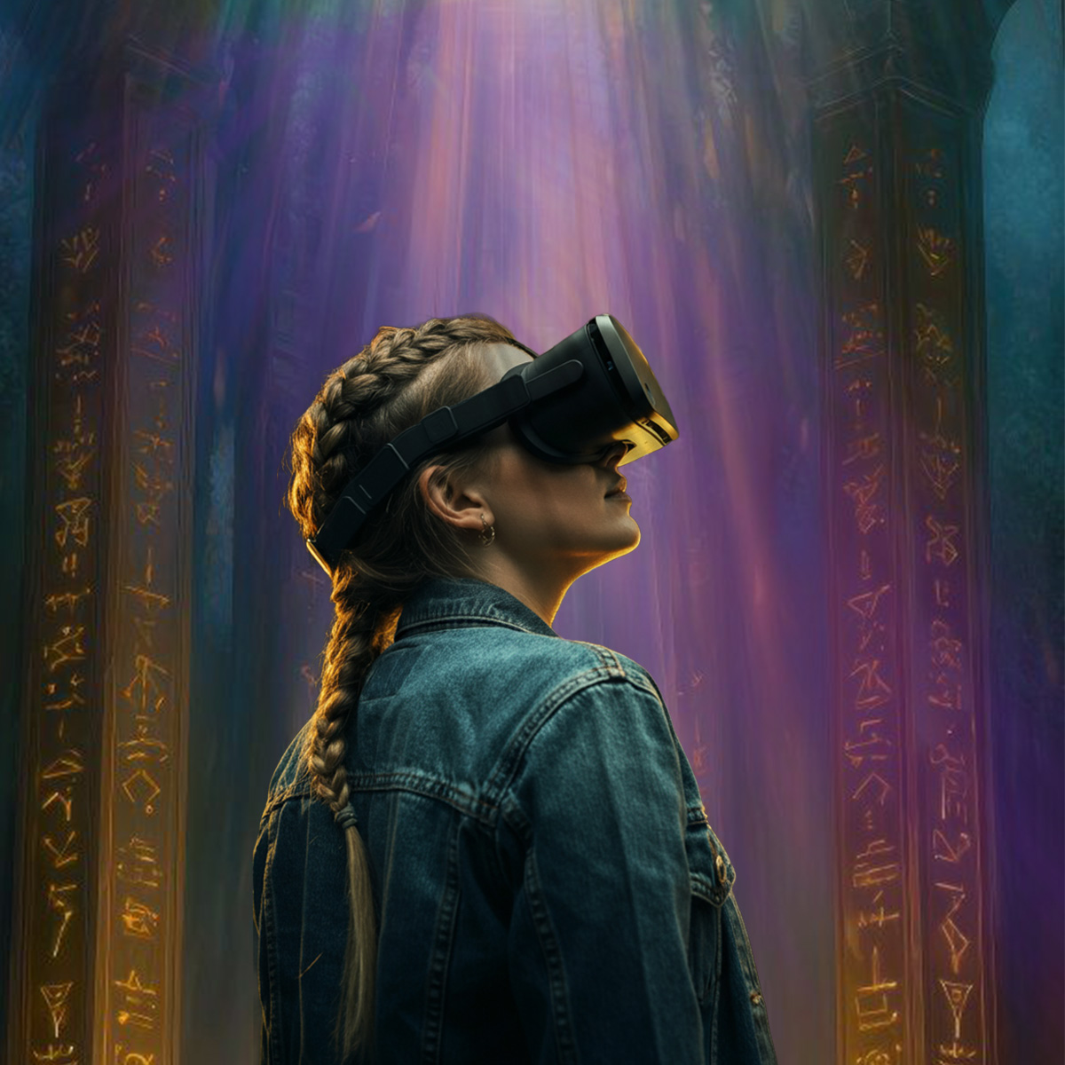 Mannequin ViAir Two , elle regarde dans son casque , elle se situe dans un endroit mystérieux , est elle dans la réalité ou la VR ?